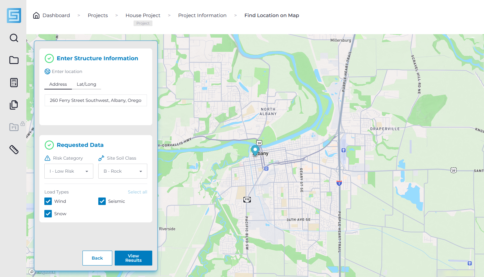 Map interface for hazard loads